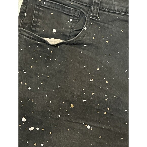 Vintage Qruel Jeans Mens 38x28 Black Paint Splattered Design Straight Leg - Picture 3 of 6
